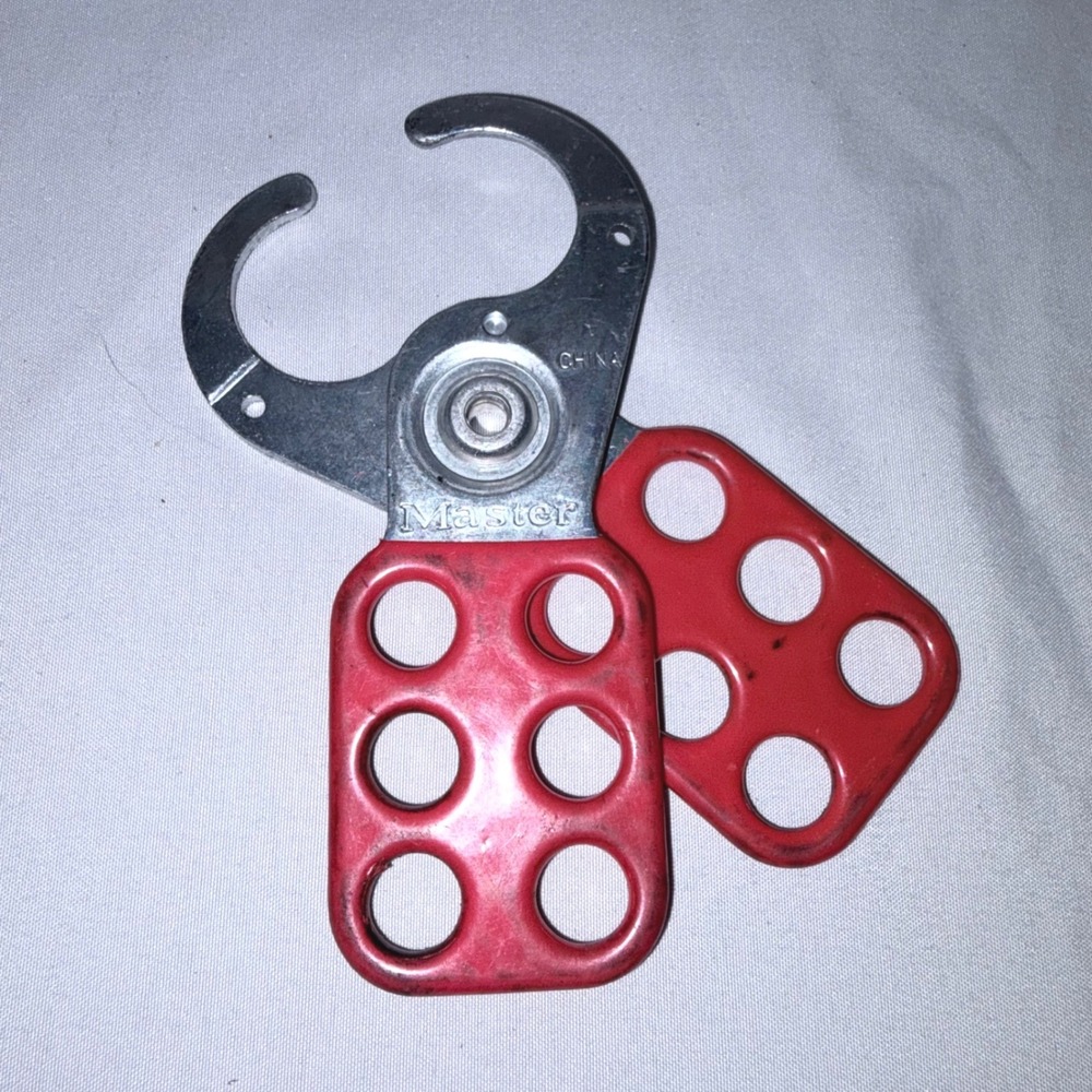 Master Lockout Hasp Safety Scissor 6-Hole Red Vinyl Coated Steel One Size